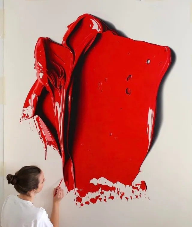 色鉛筆で書いた「油絵の具のイラスト」赤色