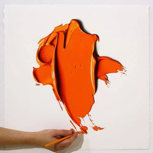 色鉛筆で書いた「油絵の具のイラスト」オレンジ