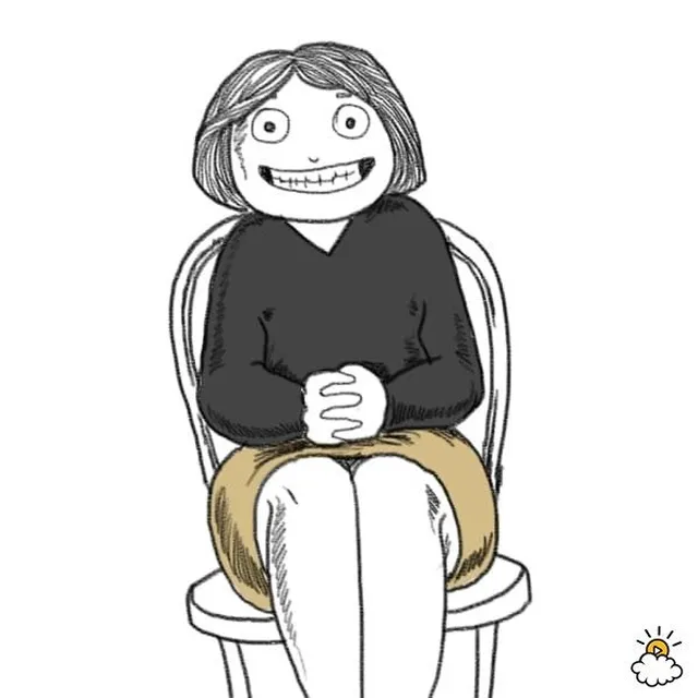 座り方のイラスト　性格診断　膝で手を組む