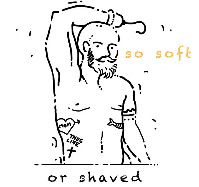 脇毛を剃った男性のイラスト
